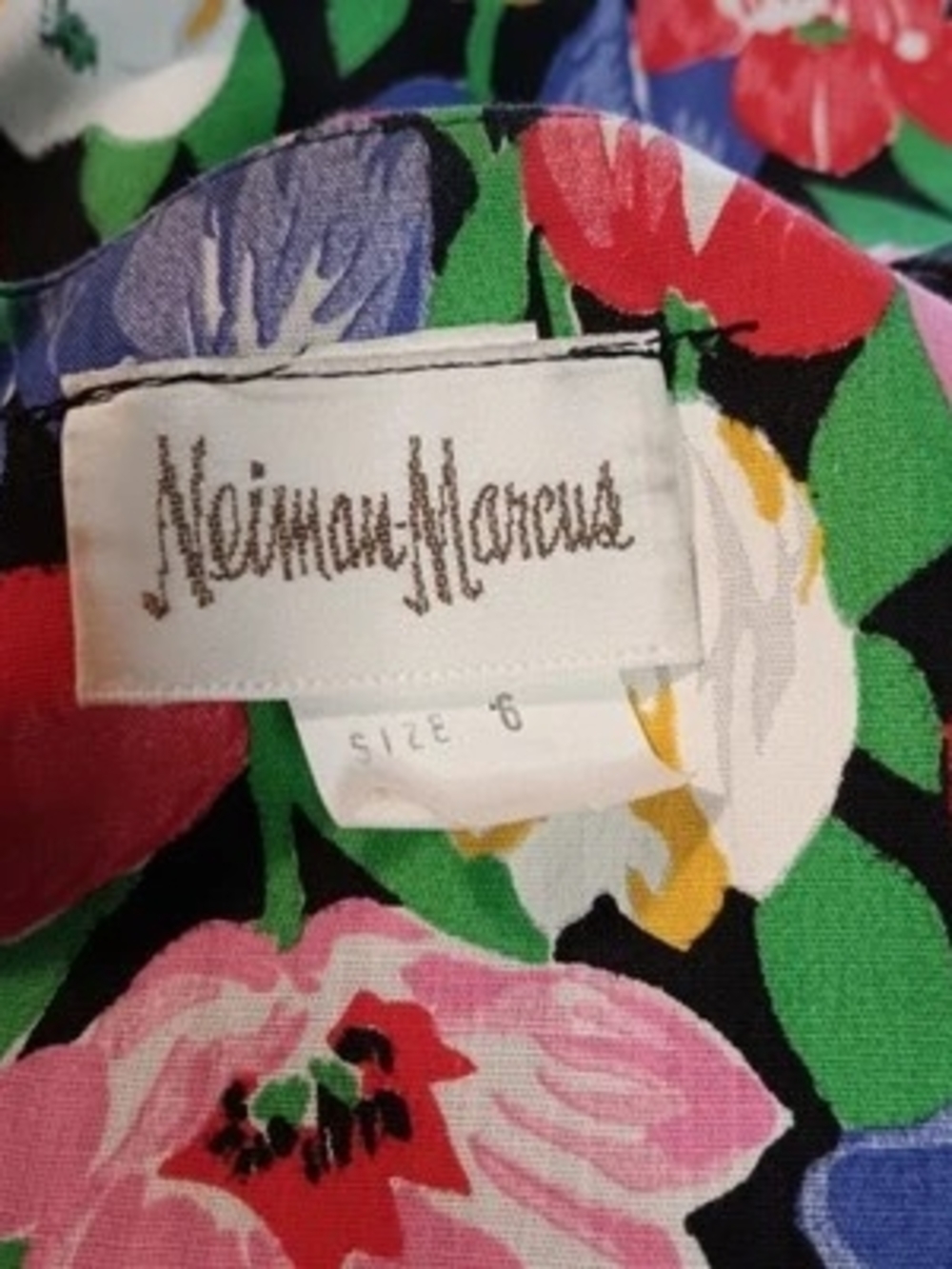 Neiman Marcus Union Made Dress 80s Puff Sleeves Drop Waist Size 6 - Picture 10 of 16
